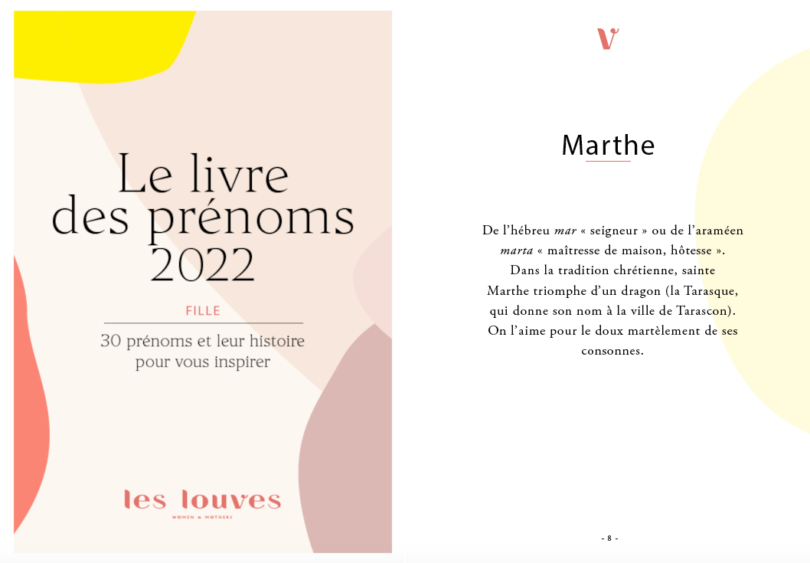 livre des prénoms fille 2022