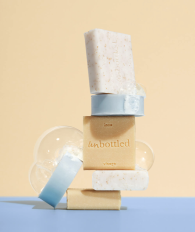 Soin solide Unbottled sans plastique pour routine beauté grossesse clean