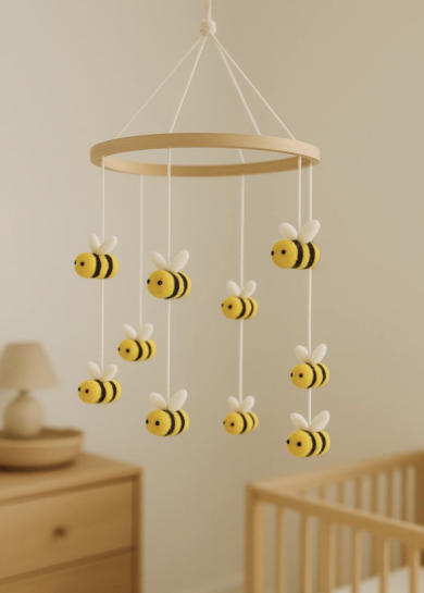 mobile abeille en feutre